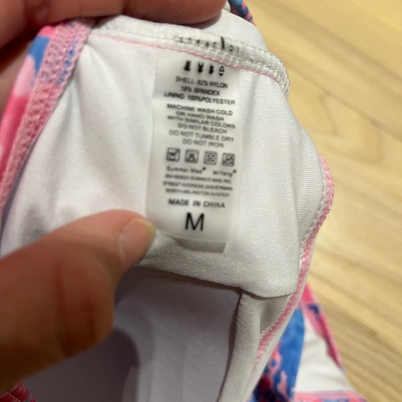 🌸HP!! 🌼 Summer Mae Maternity Halter Top Bathing Suit Tankini Top Pink Blue - Picture 4 of 6